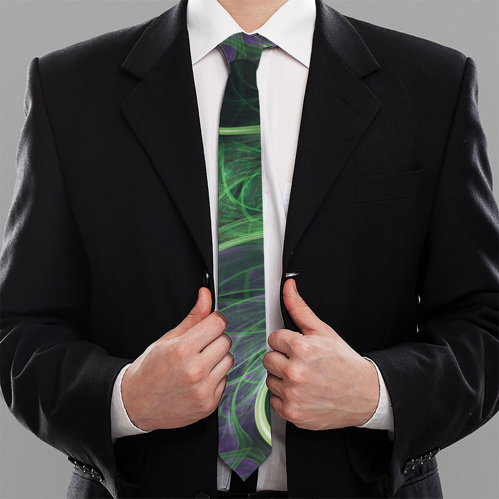 Green Fractal Print Necktie