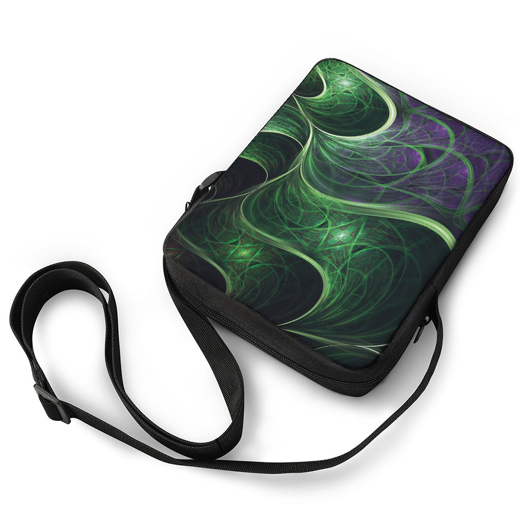 Green Fractal Print Rectangular Crossbody Bag