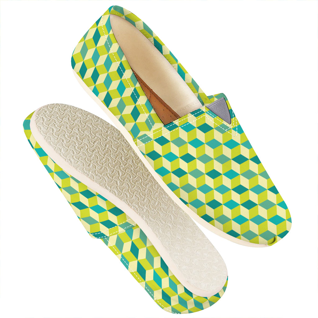Green Geometric Cube Shape Pattern Print Casual Shoes