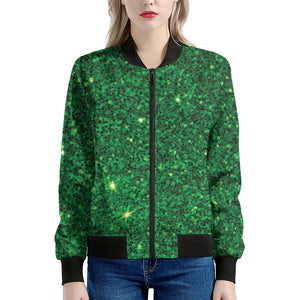 Green Glitter Artwork Print (NOT Real Glitter) Women's Bomber Jacket