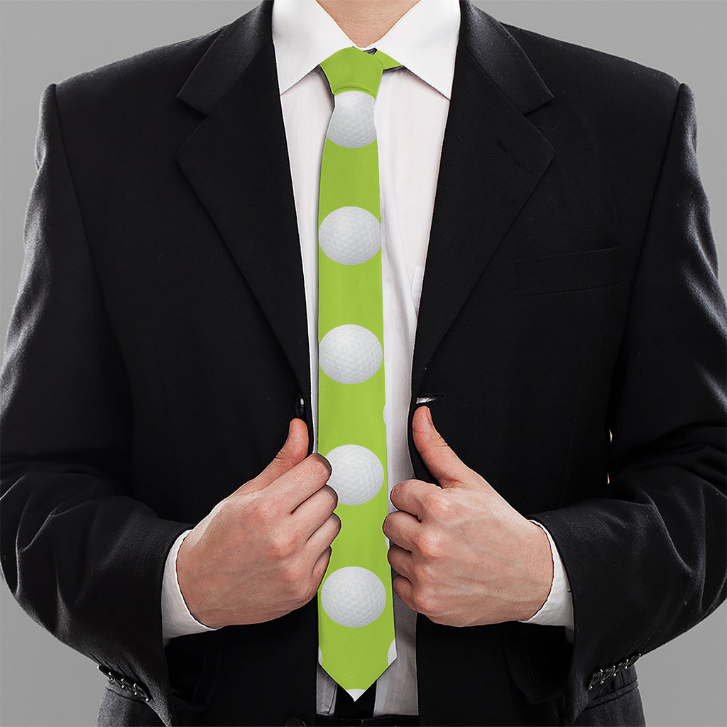 Green Golf Ball Pattern Print Necktie