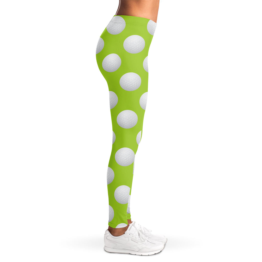 Green Golf Ball Pattern Print Women's Leggings