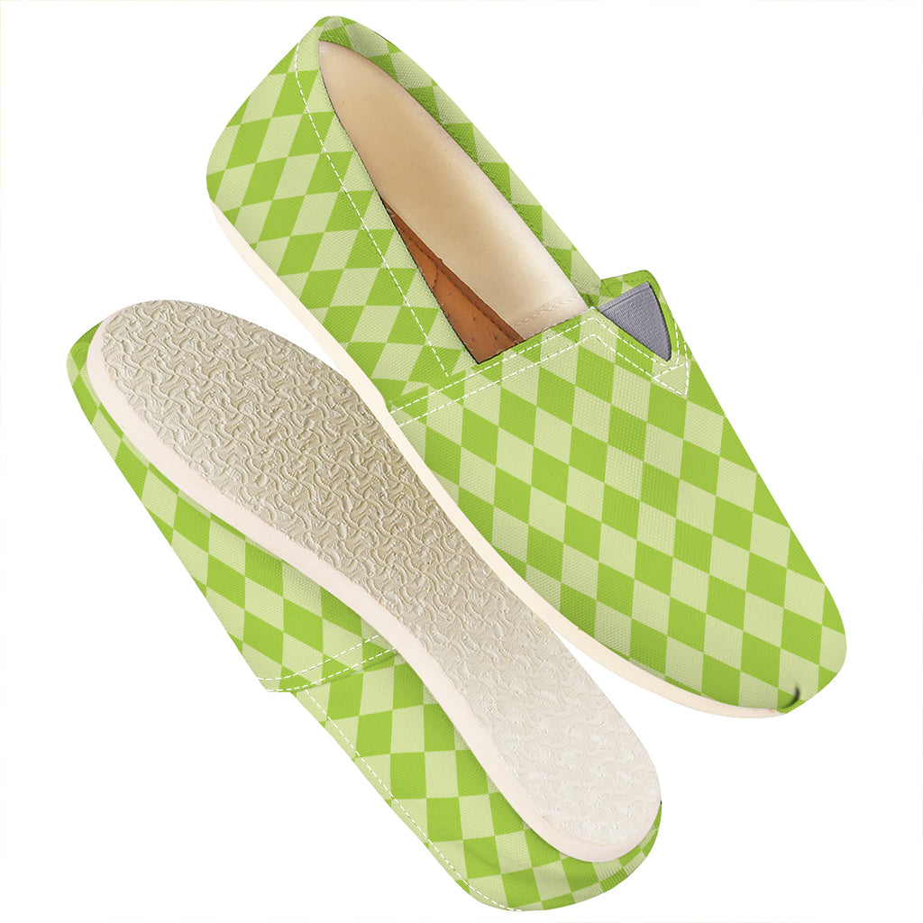 Green Harlequin Pattern Print Casual Shoes