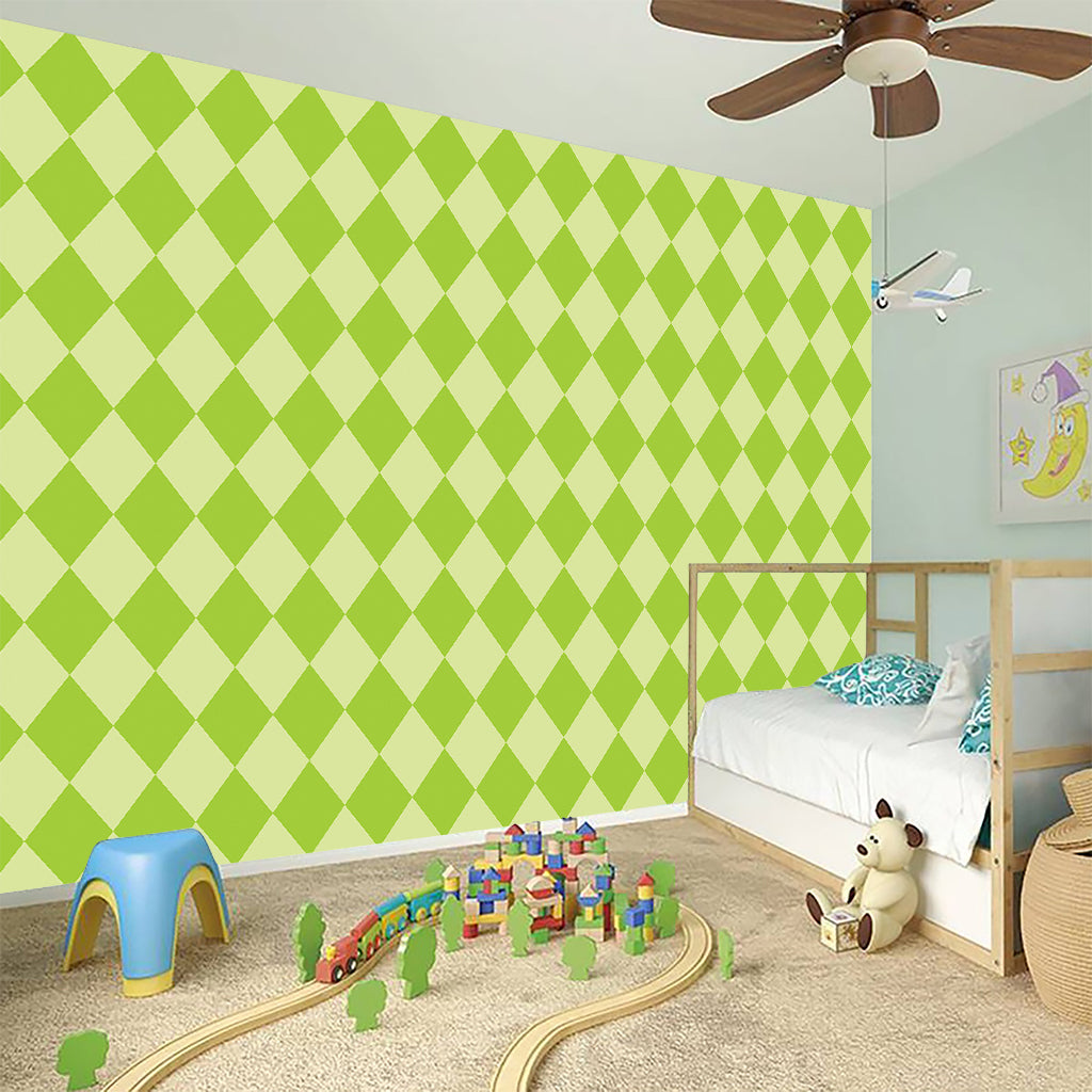 Green Harlequin Pattern Print Wall Sticker
