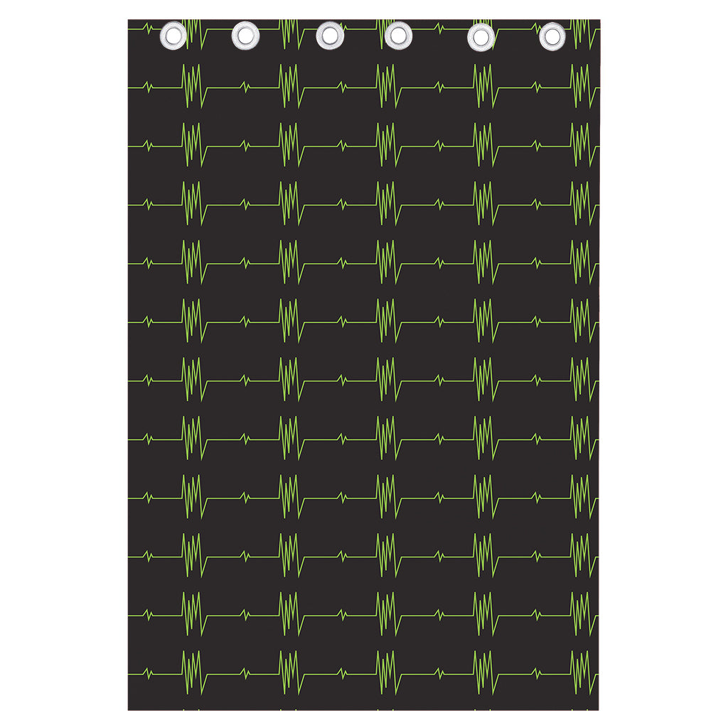 Green Heartbeat Pattern Print Curtain