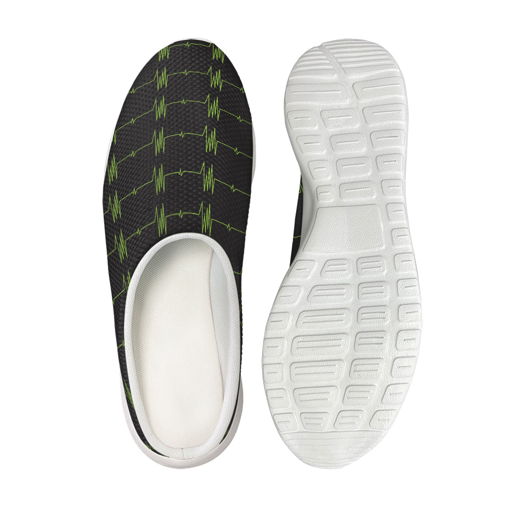 Green Heartbeat Pattern Print Mesh Casual Shoes