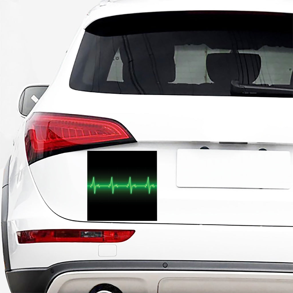 Green Heartbeat Print Car Sticker
