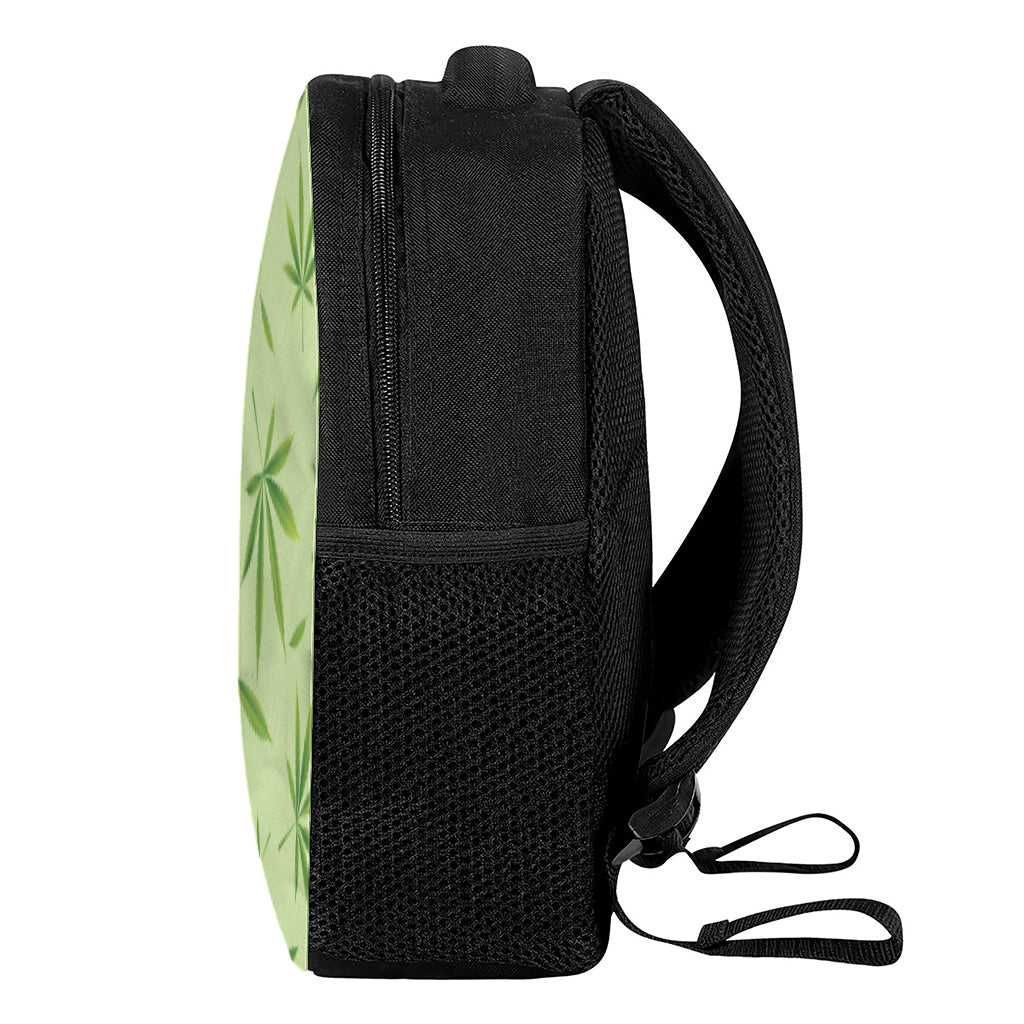 Green Hemp Leaves Pattern Print Casual Backpack