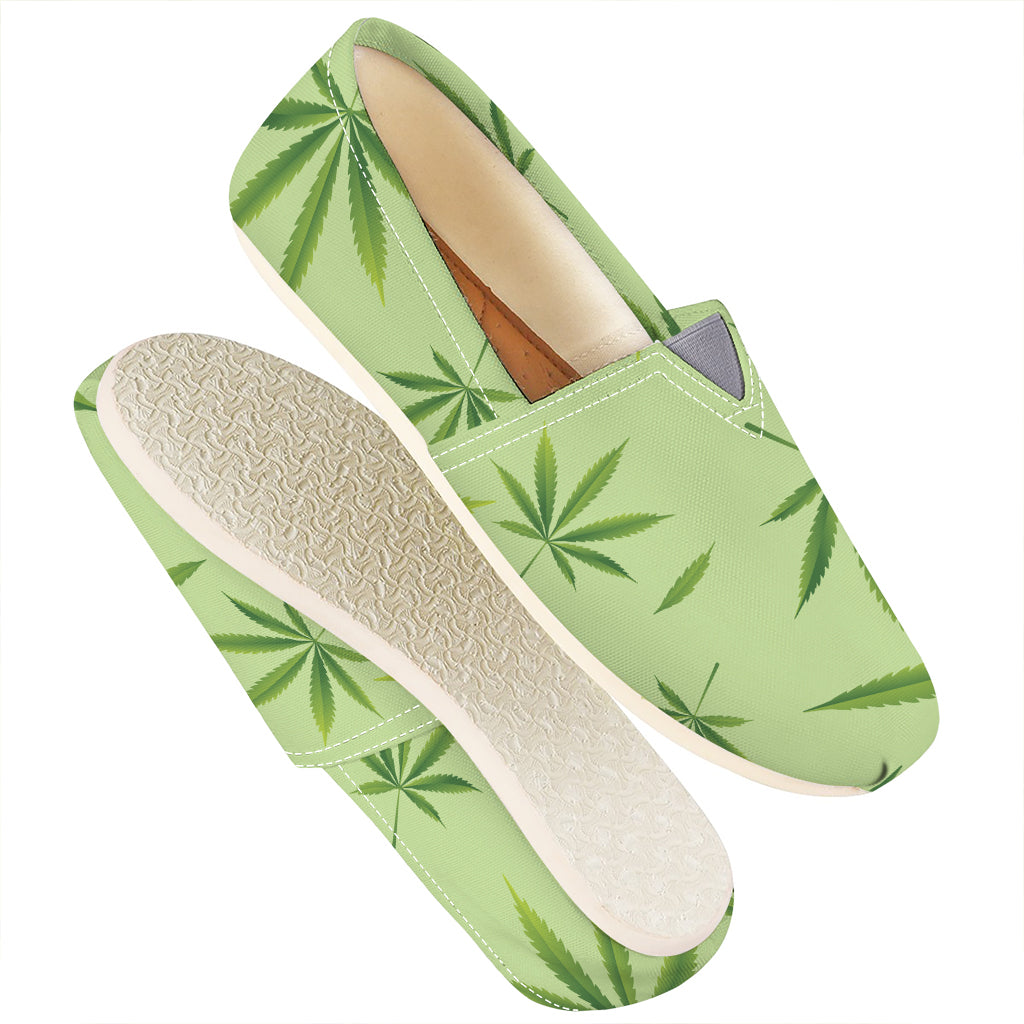 Green Hemp Leaves Pattern Print Casual Shoes