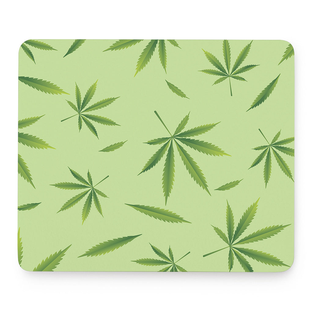 Green Hemp Leaves Pattern Print Mouse Pad