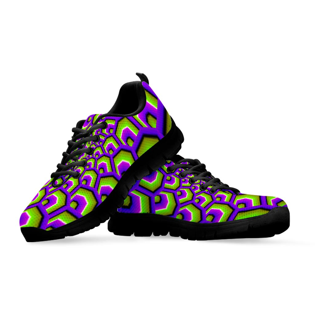 Green Hive Moving Optical Illusion Black Running Shoes