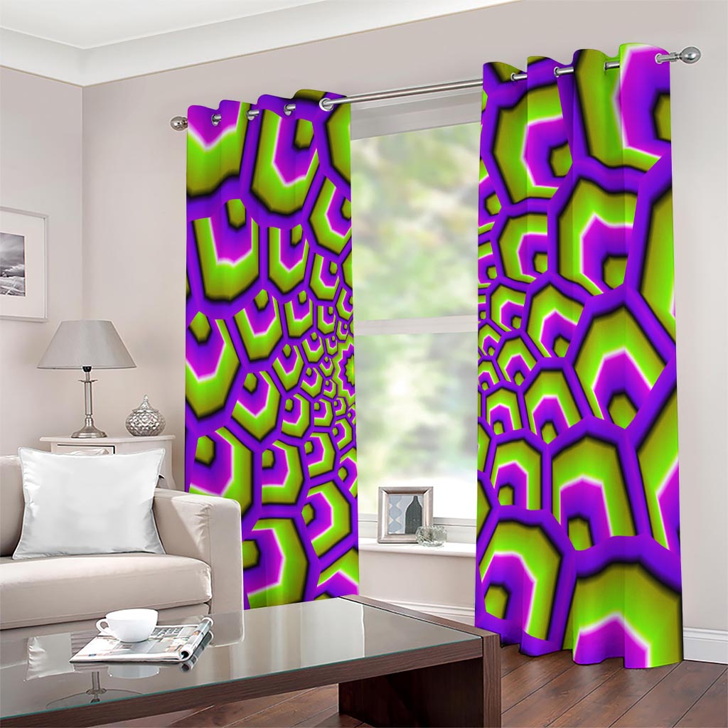 Green Hive Moving Optical Illusion Extra Wide Grommet Curtains