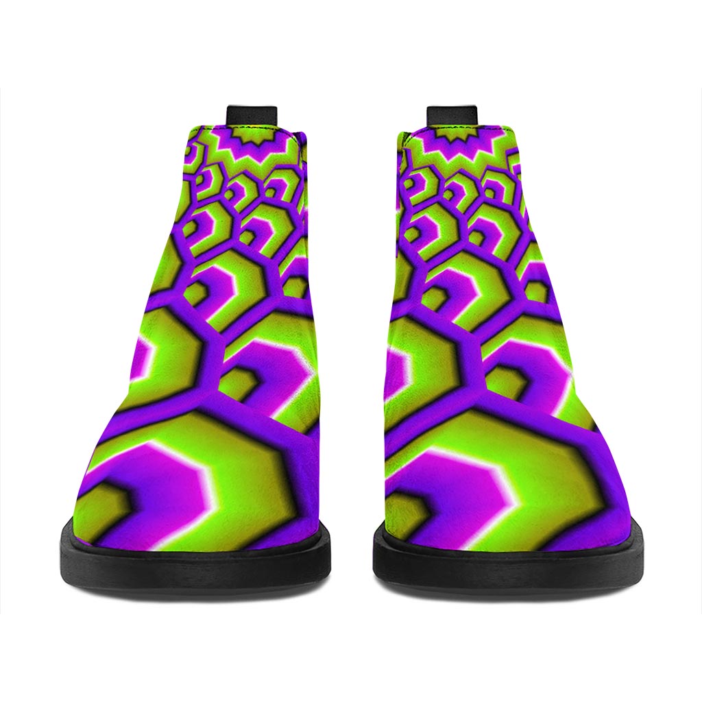 Green Hive Moving Optical Illusion Flat Ankle Boots
