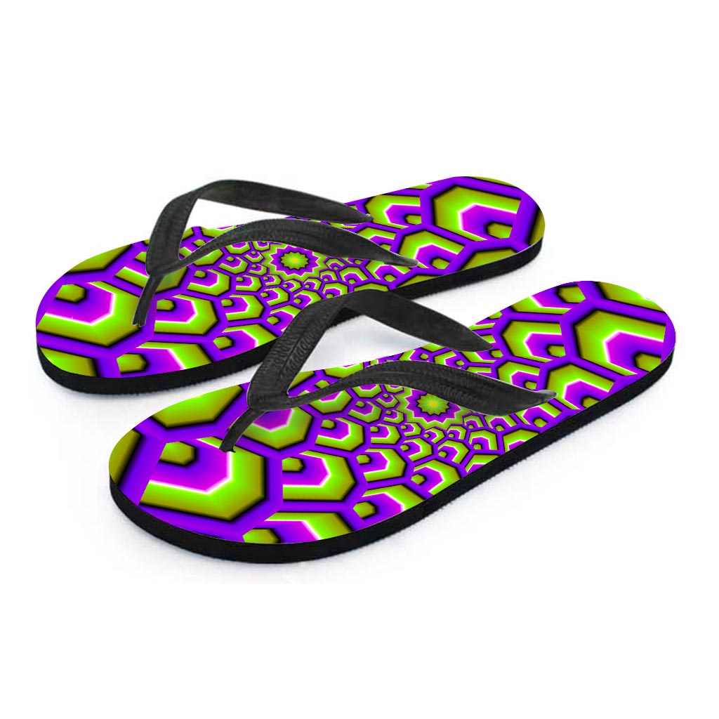 Green Hive Moving Optical Illusion Flip Flops