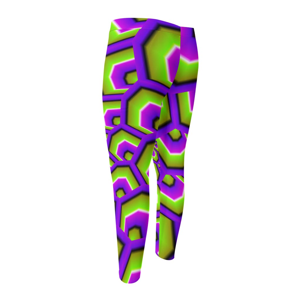 Green Hive Moving Optical Illusion Men's Compression Pants