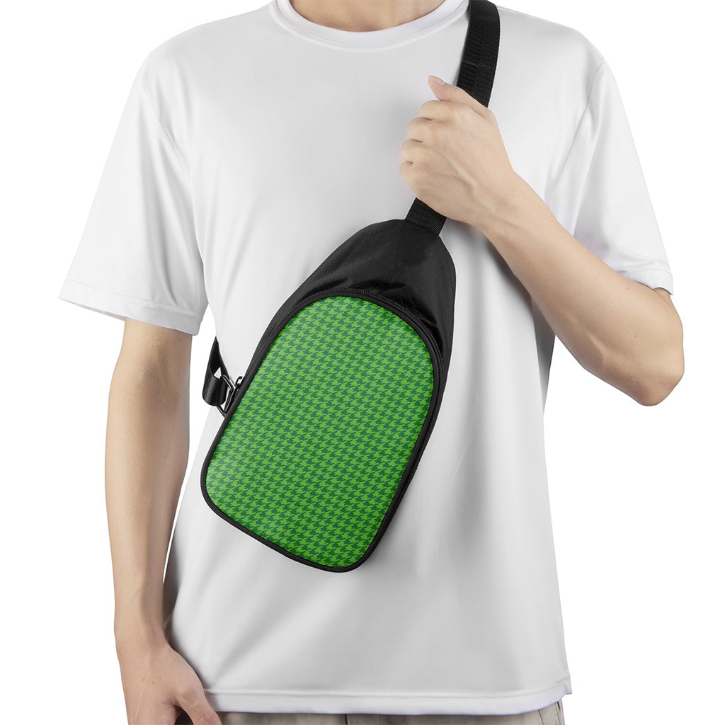 Green Houndstooth Pattern Print Chest Bag
