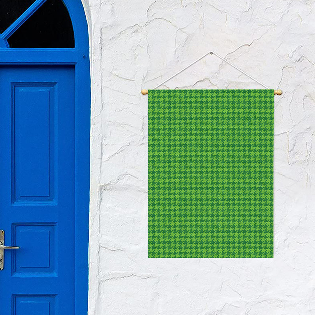 Green Houndstooth Pattern Print Garden Flag