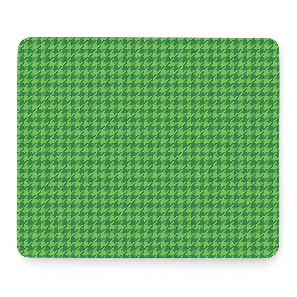 Green Houndstooth Pattern Print Mouse Pad