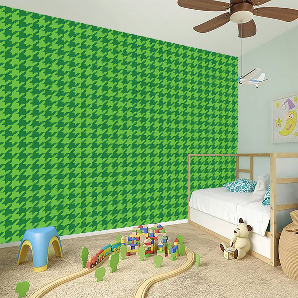 Green Houndstooth Pattern Print Wall Sticker