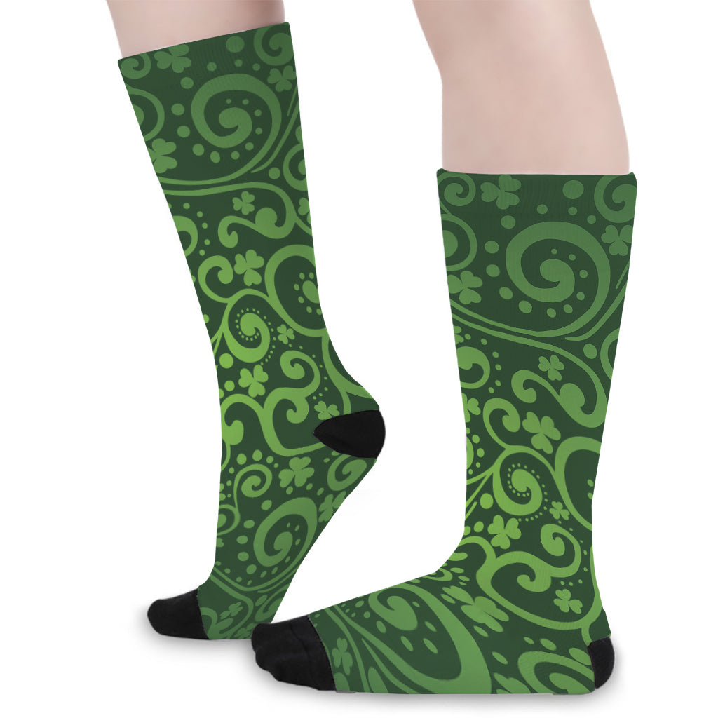 Green Irish Saint Patrick's Day Print Long Socks