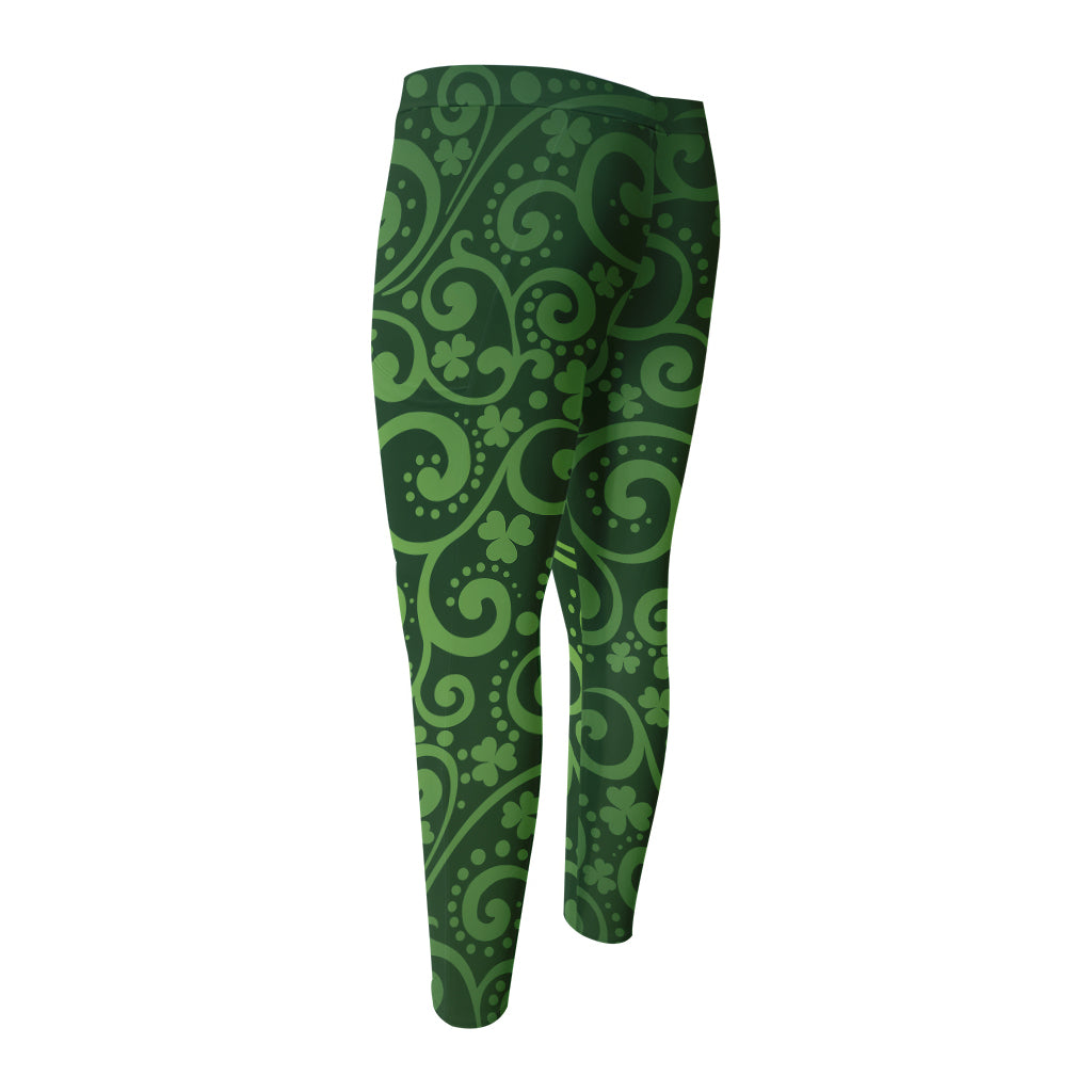 Green Irish Saint Patrick's Day Print Men's Compression Pants