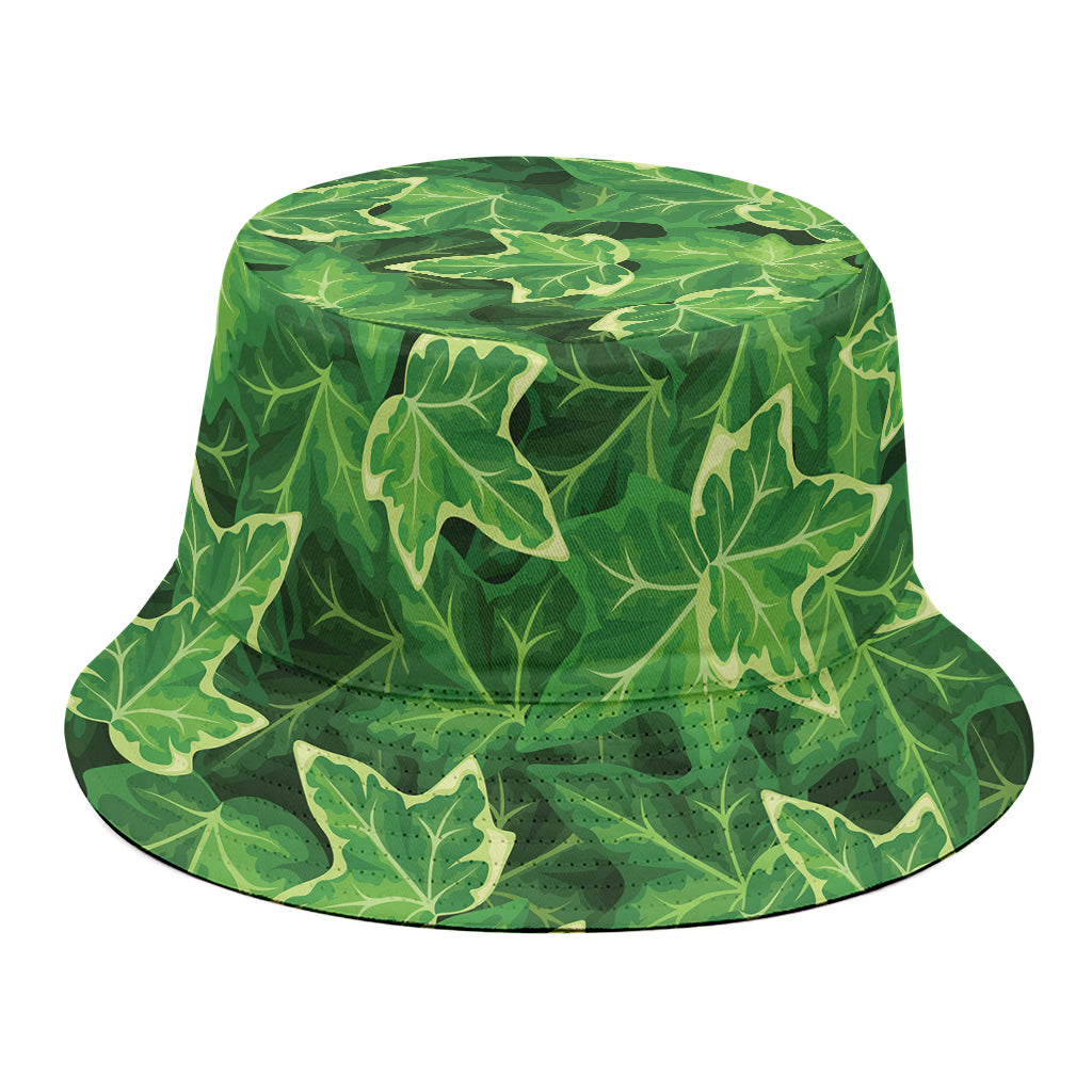 Green Ivy Leaf Pattern Print Bucket Hat