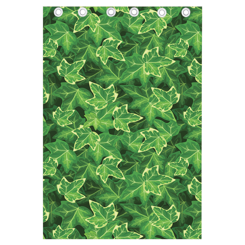 Green Ivy Leaf Pattern Print Curtain