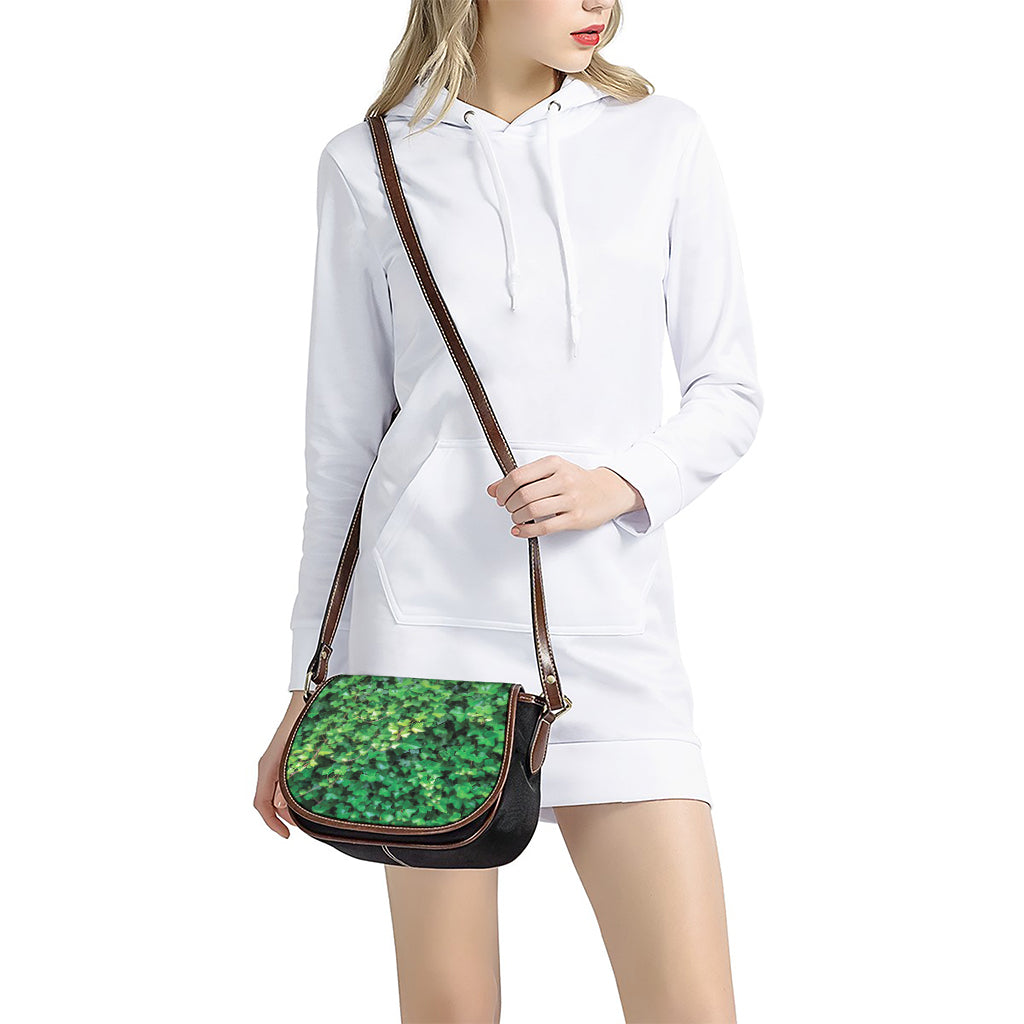 Green Ivy Wall Print Saddle Bag