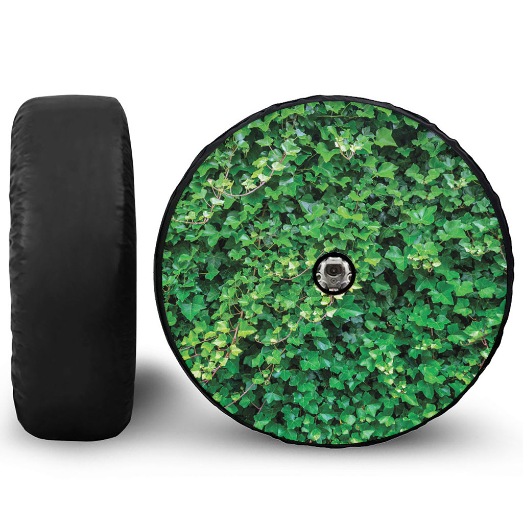 Green Ivy Wall Print Tire Cover With Camera Hole