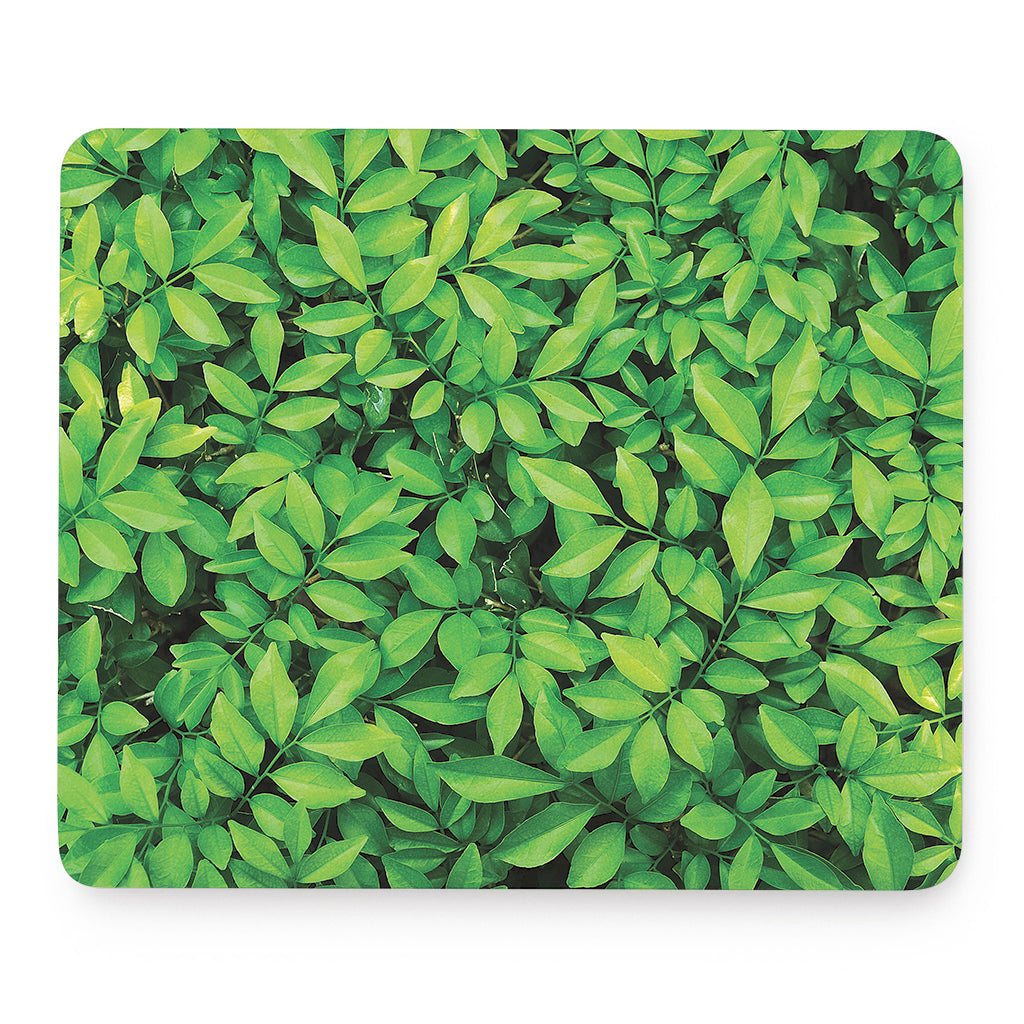 Green Leaf Print Mouse Pad