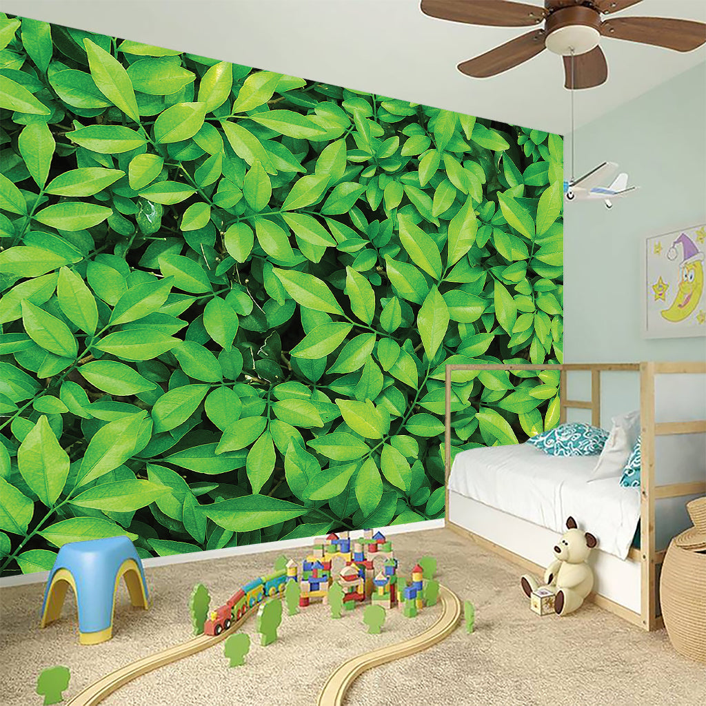Green Leaf Print Wall Sticker