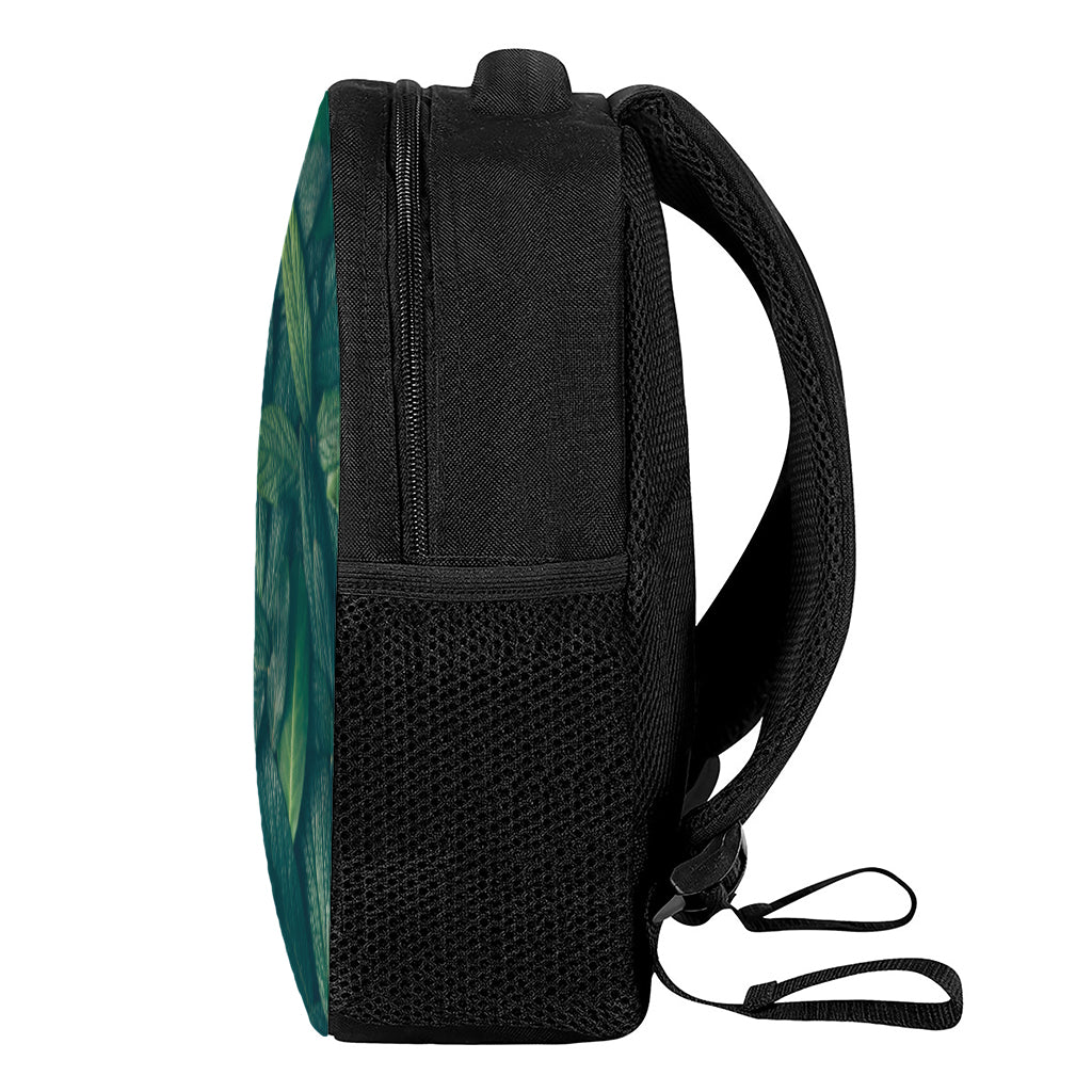 Green Leaves Print Casual Backpack