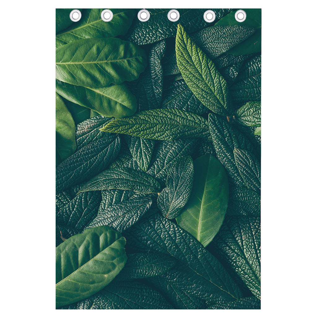 Green Leaves Print Curtain