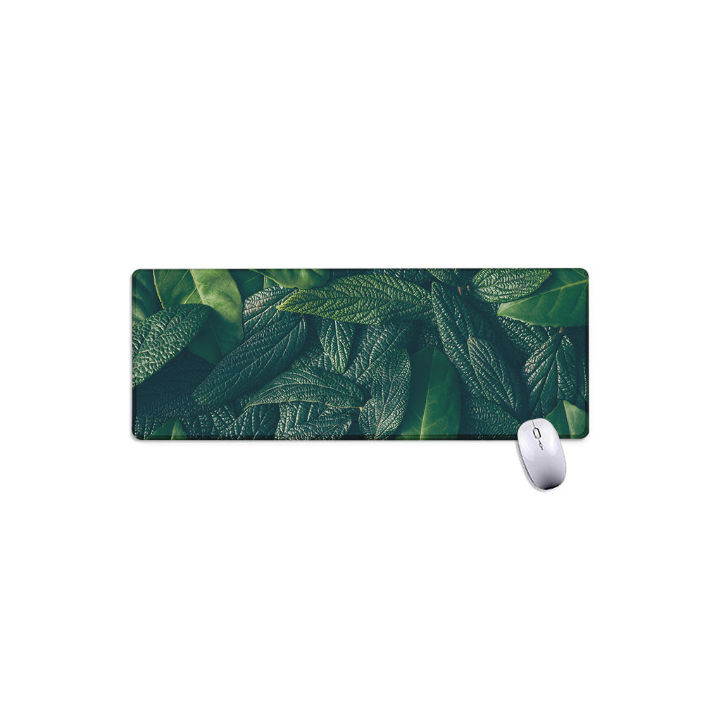 Green Leaves Print Extended Mouse Pad