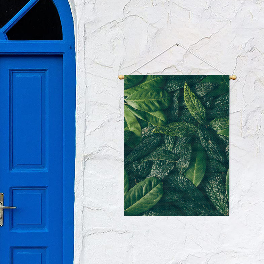 Green Leaves Print Garden Flag