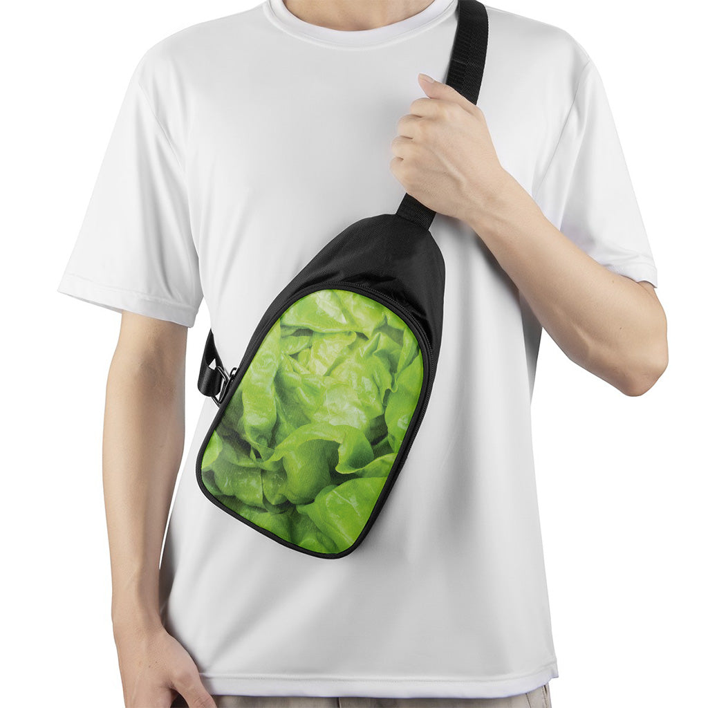 Green Lettuce Leaves Print Chest Bag