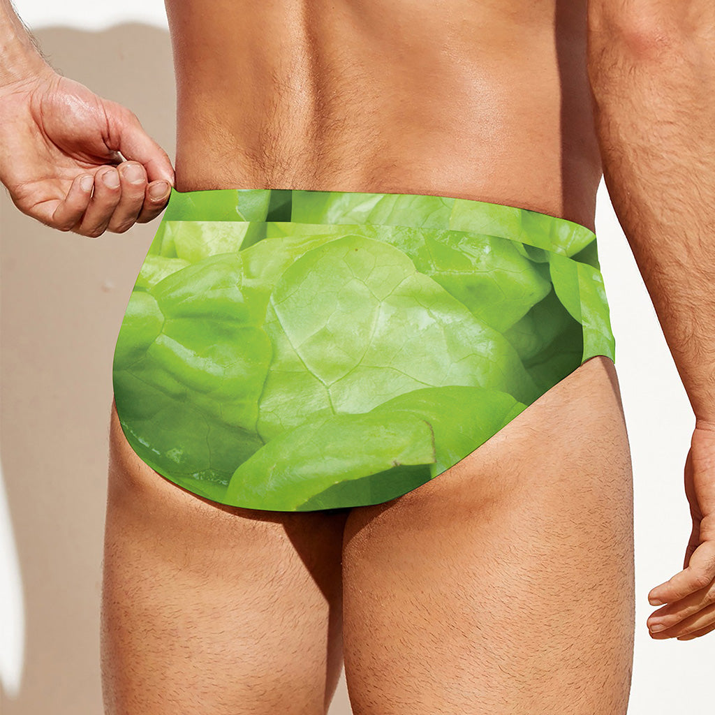 Green Lettuce Leaves Print Men's Swim Briefs