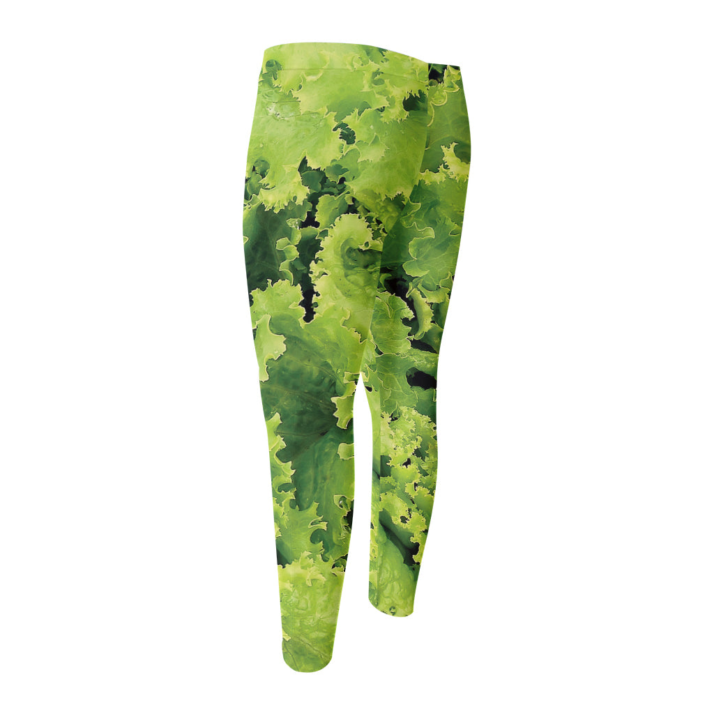 Green Lettuce Salad Print Men's Compression Pants