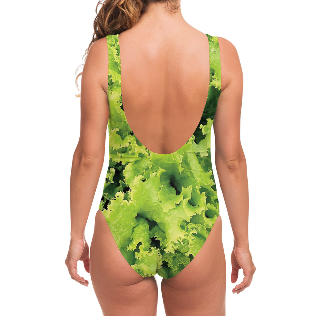 Green Lettuce Salad Print One Piece Swimsuit