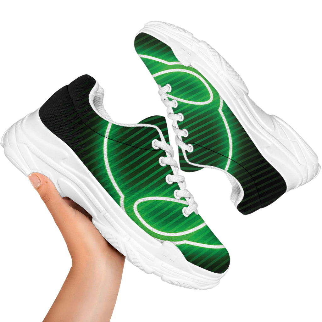 Green Light Alien Print White Chunky Shoes