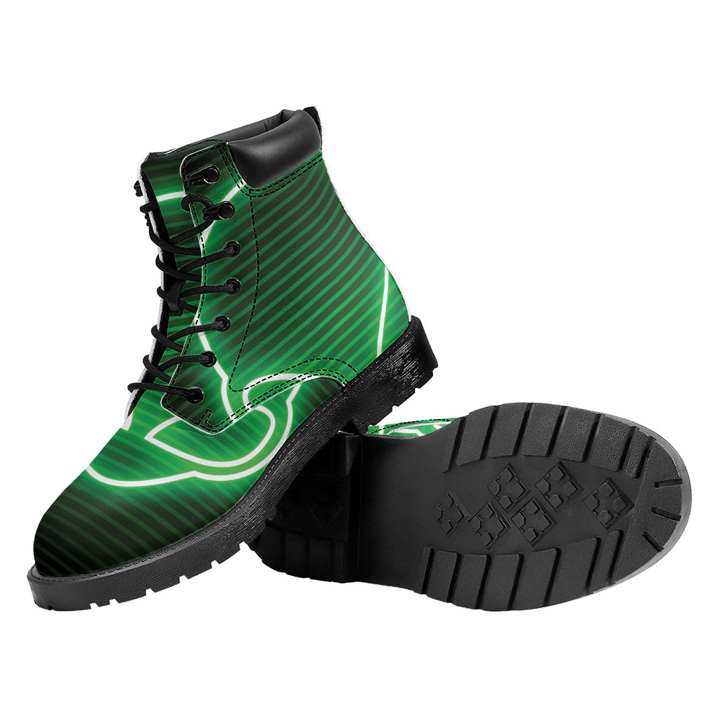 Green Light Alien Print Work Boots