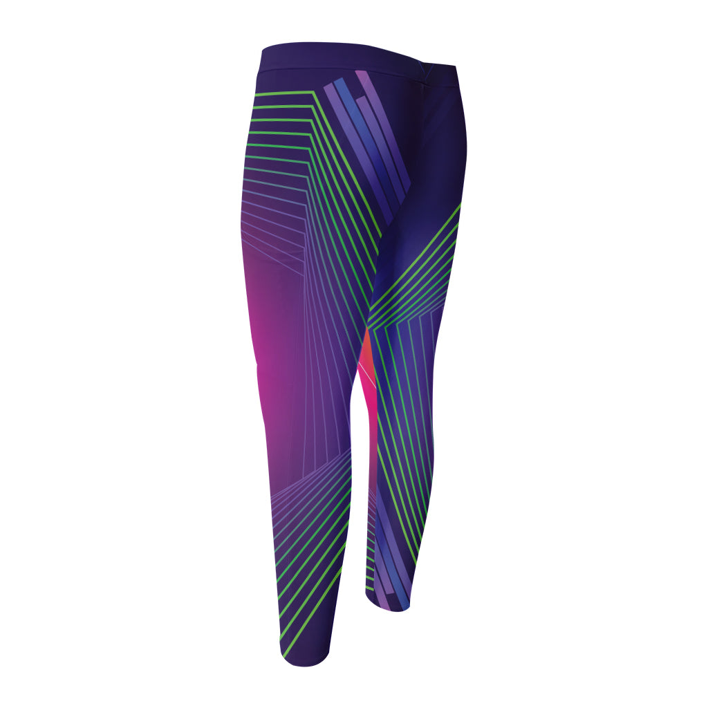 Green Light EDM Geometric Print Men's Compression Pants