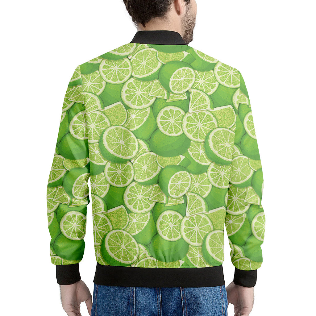 Green Lime Pattern Print Men's Bomber Jacket