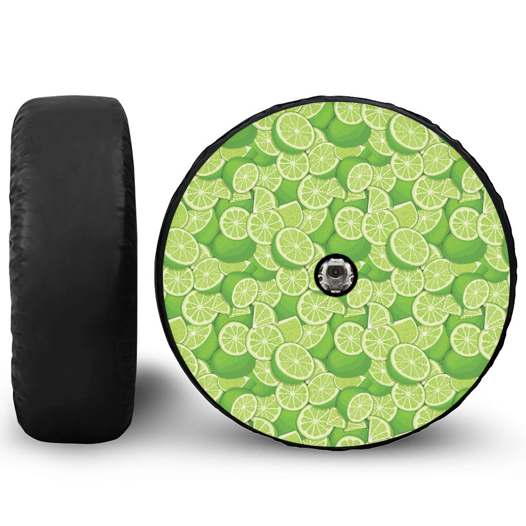 Green Lime Pattern Print Tire Cover With Camera Hole