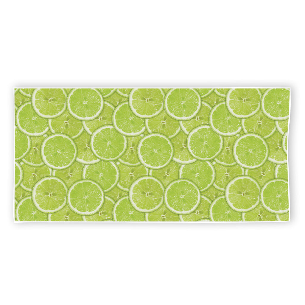 Green Lime Slices Pattern Print Beach Towel