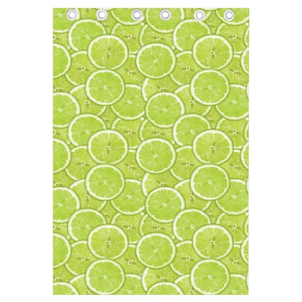 Green Lime Slices Pattern Print Curtain