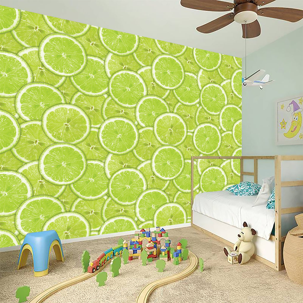 Green Lime Slices Pattern Print Wall Sticker
