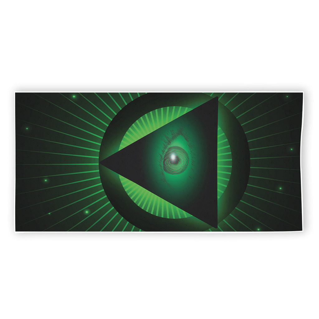 Green Masonic Eye Print Beach Towel