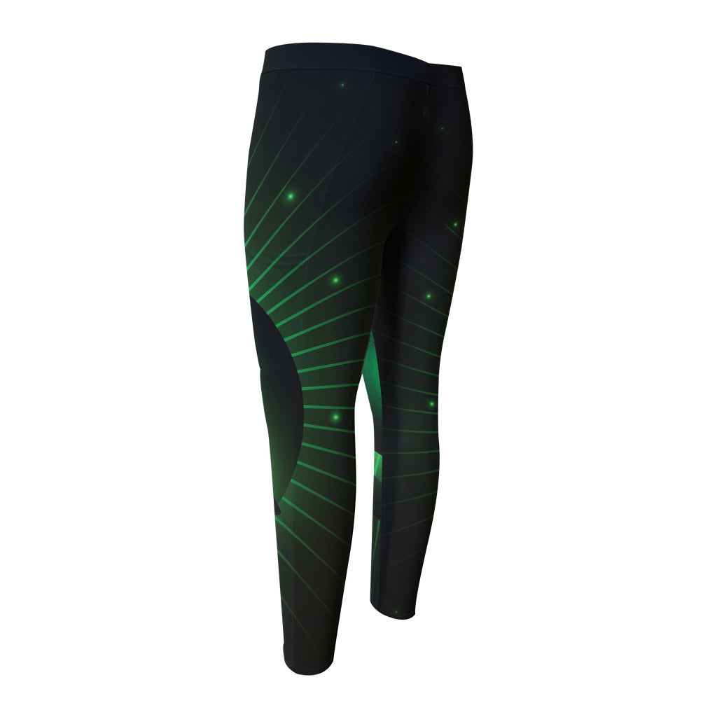 Green Masonic Eye Print Men's Compression Pants