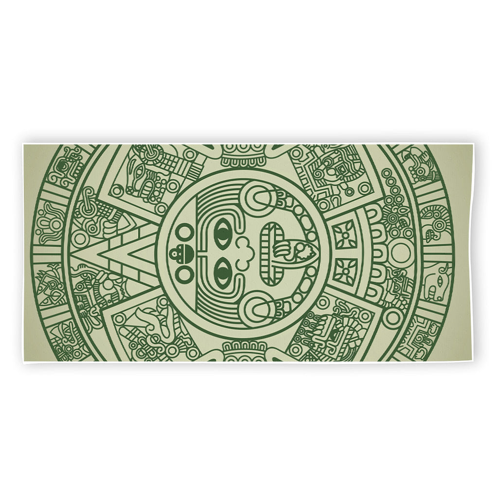 Green Maya Calendar Print Beach Towel